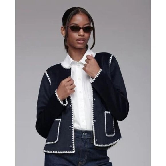 Bagatelle Collection Jackets & Blazers - Bagatelle Contrast Stitch Collarless Jacket NWT!!!!!! Size Is Small !!!!!!!